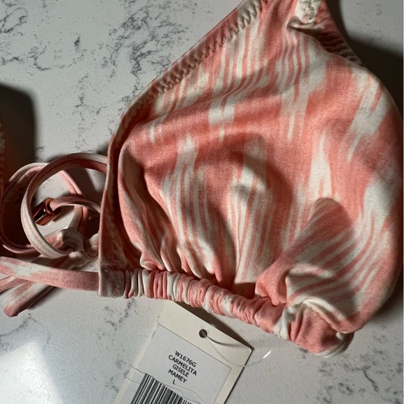 Eberjey NWT Pink Carmelita Mamey Gisele Top Kate Bottoms Striped Bikini Sz Large - Picture 5 of 8